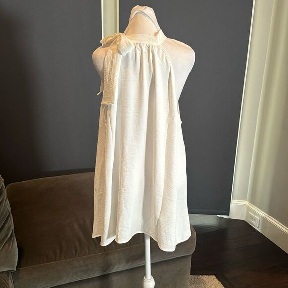 Women’s White Halter Neck Casual Loose Top Blouse Side Bow Tie Size 4XL NEW - Picture 3 of 7